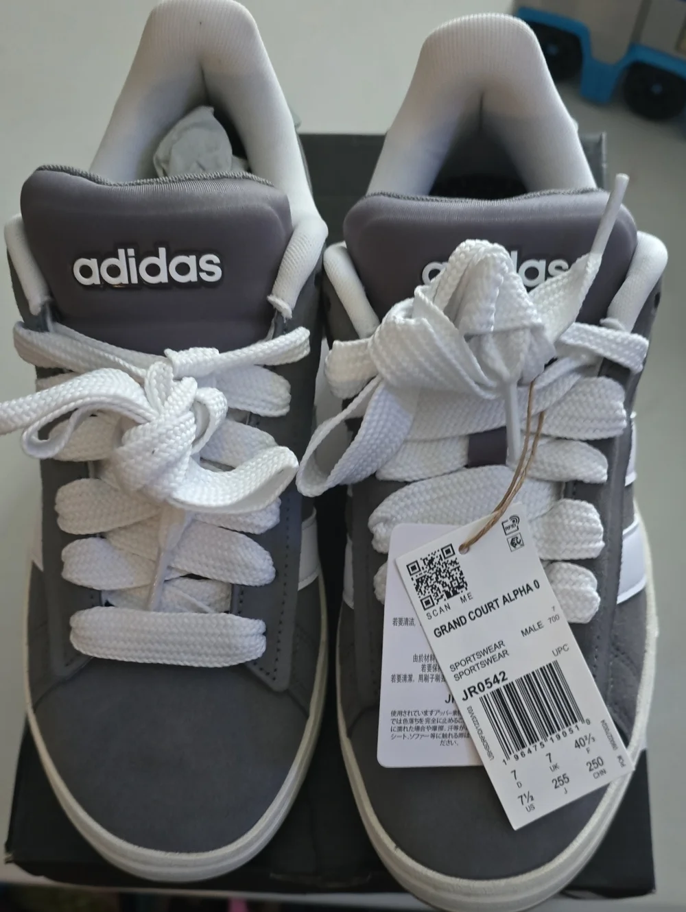 adidas Mens Grand Court Alpha Sneakers in Gray and White